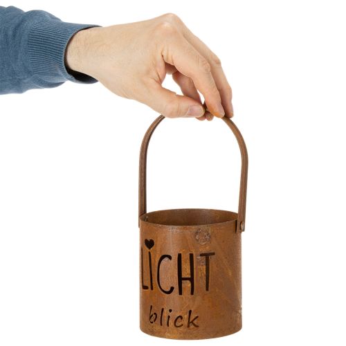 Artikel Metall-Laterne Windlicht mit Edelrost-Optik, "Lichtblick", Ø10,5cm, H11cm, 2 Stück