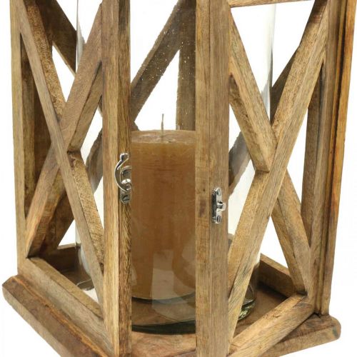 Floristik24 Laterne Holz groß mit Glas Windlicht Antik Look 25×25×41cm