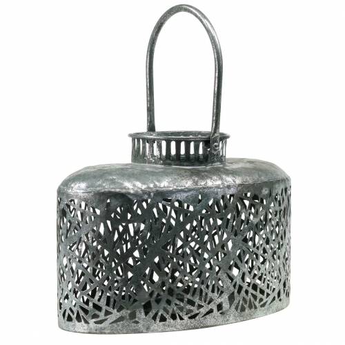 Floristik24 Laterne oval Antik Optik Metall Silbern 15×28cm H19cm