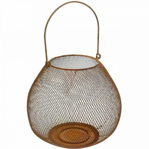 Floristik24 Metall Laterne mit Gitter Rost Tischdeko Ø26cm H20cm