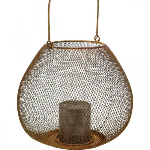 Floristik24 Metall Laterne mit Gitter Rost Tischdeko Ø26cm H20cm