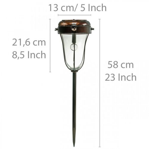 Floristik24 Solar-Laterne zum Stecken, LED-Stableuchte Ø13,5cm L58cm H21cm