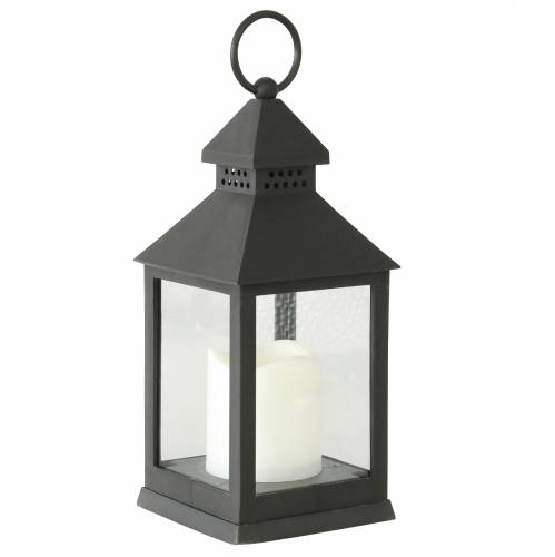 Floristik24 Laterne mit LED-Kerze Schwarz 10,5×24cm