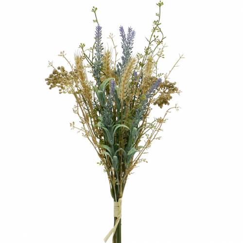 Künstlicher Lavendelbund, Seidenblumen, Feldstrauß aus Lavendel mit Ähren und Mädesüß