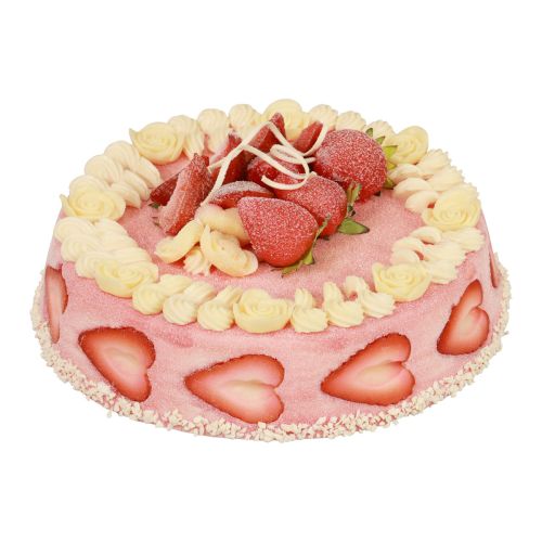 Floristik24 Lebensmittelattrappe, künstliche Torte Erdbeer-Sahne Ø23cm H9,5cm