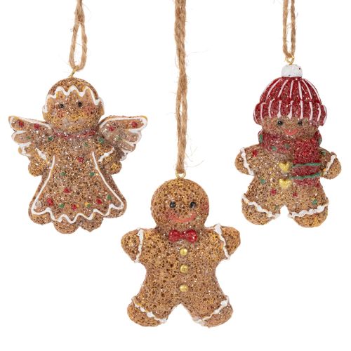 Deko Anhänger Lebkuchenfiguren aus Polyresin 7 cm 3er Set Braun Rot Weiss online kaufen | Floristik24.ch