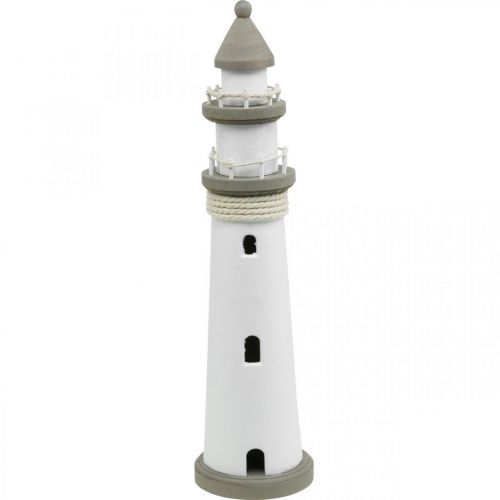 Leuchtturm Holzdeko Maritim Weiß, Braun Ø12cm H48cm