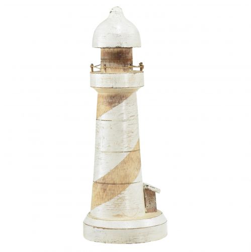Artikel Leuchtturm Holz Maritime Deko Natur Weiß Ø10,5cm H28,5cm