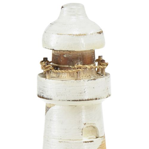 Artikel Leuchtturm aus Holz Natur Weiß Tischdeko Ø7,5cm H19cm