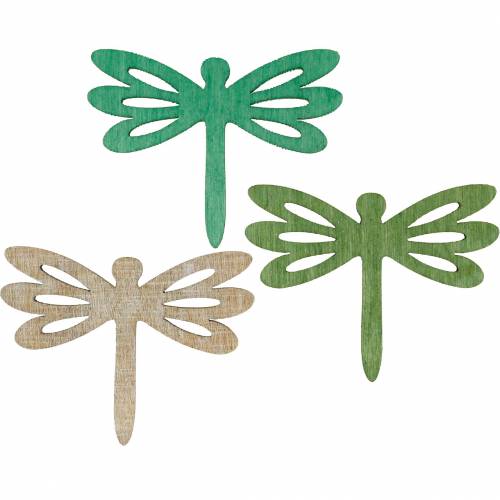 Libellen zum Streuen, Sommerdeko aus Holz, Tischdeko Grün 48St