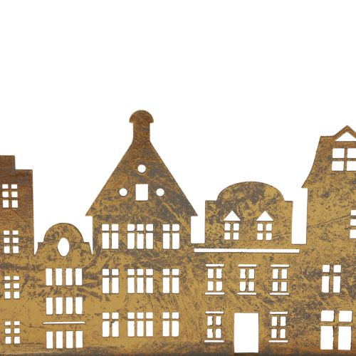 Artikel Lichterbogen Metall Holz Deko Stadtsilhouette Gold H43cm