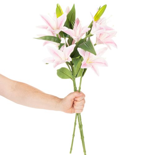 Künstliche Lilienblume 68 cm Rosa-Grün 3er-Set für Dekoration | Floristik24.ch