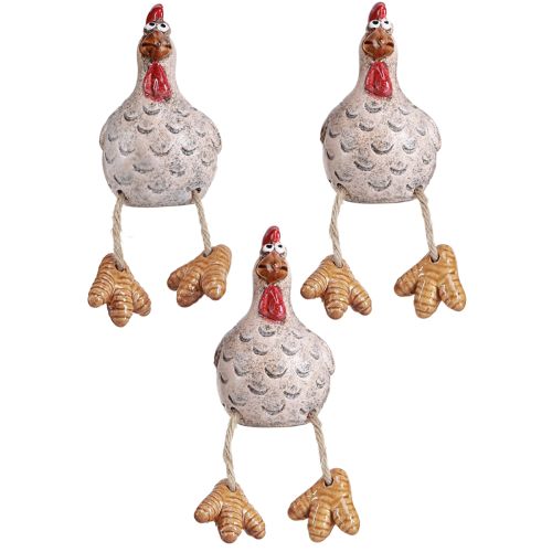 Floristik24 Lustiges Huhn Keramikdeko Kantenhocker Ostern 9,5cm 3 St