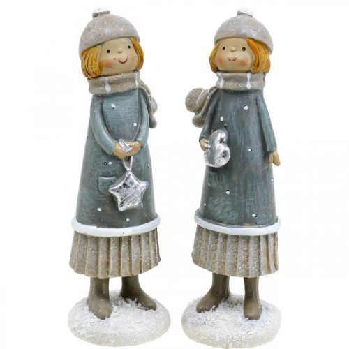 Dekofiguren Winterkinder Figuren Mädchen H14,5cm 2St