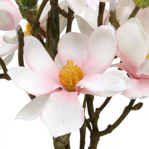 Floristik24 Künstliche Magnolienzweige Rosa Kunstblumen H40cm 4St im Bund