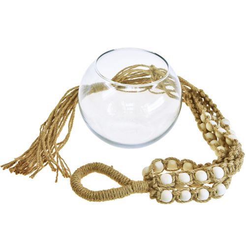 Floristik24 Makramee Blumenampel Glasvase Rund Hängedeko Ø13cm H75cm