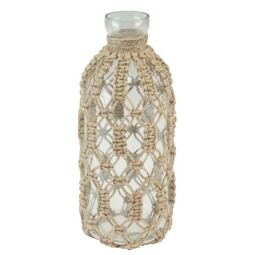 Floristik24 Makramee Flasche Glas Deko Vase Jute Natur Ø10,5cm H26cm
