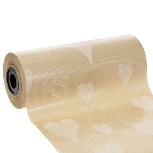 Manschettenpapier 25cm 100m Natur Herzen – Nassfestes Floristenpapier online kaufen | Floristik24.ch