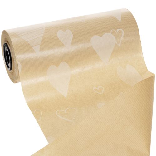 Manschettenpapier 25cm 100m Natur Herzen – Nassfestes Floristenpapier | Floristik24.ch