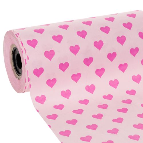 Manschettenpapier Rosa 25 cm x 100 m mit Herzmotiv