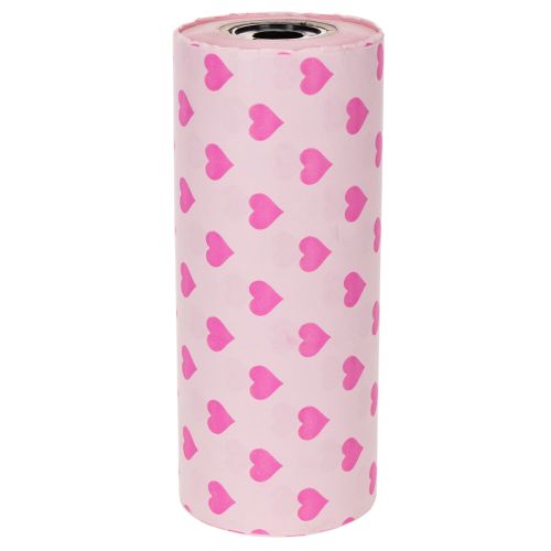 Manschettenpapier Rosa 25 cm x 100 m mit Herzmotiv | Floristik24.ch