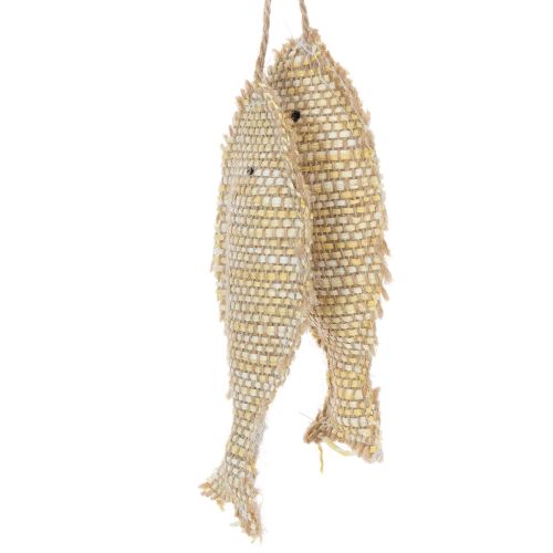 Maritime Hängedeko mit 2 Fischen aus Jutefasern und Stroh, 32cm | Floristik24.ch