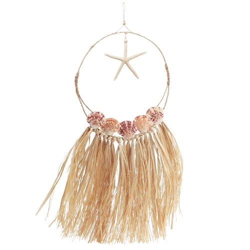 Maritime Wanddeko mit echtem Seestern Ø26,5cm H65cm