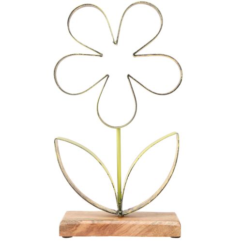 Floristik24 Metall Blume Deko Aufsteller Frühling Grün Gold H35cm
