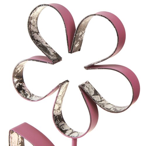 Artikel Metall Deko Blume auf Holz Sockel Altrosa Silber H29cm