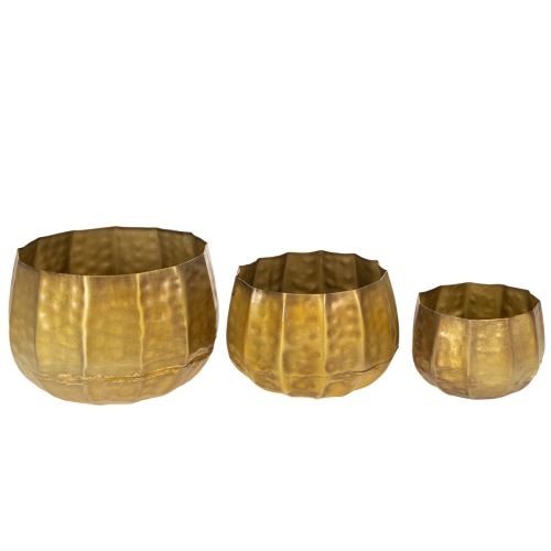 Artikel Metall Deko Blumentopf Messing Ø22/18/14cm 3er-Set