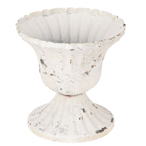Floristik24 Metall Deko Pokal klein Shabby Chic Weiß Ø8,5cm H8cm 2St