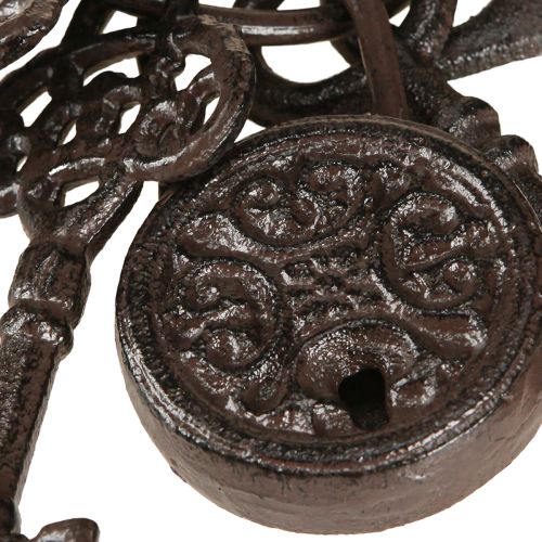 Floristik24 Metall Deko Schlüssel Bund mit Schloss Braun H22cm