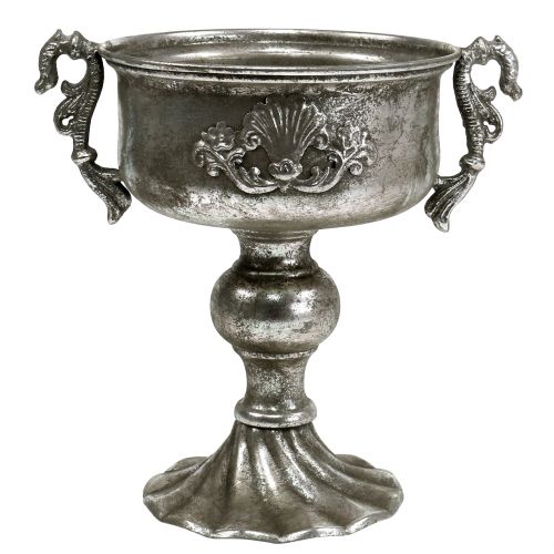 Antik-Pokal aus Metall in Silber Ø18cm H30cm