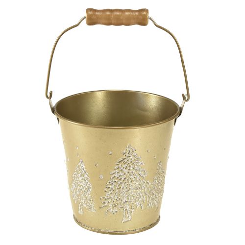 Floristik24 Metall Eimer Tannenbaum Übertopf Gold Ø12cm H11,5cm