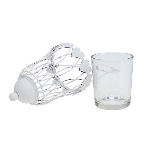 Floristik24 Metall-Windlicht Ø7,5cm H12cm Weiß