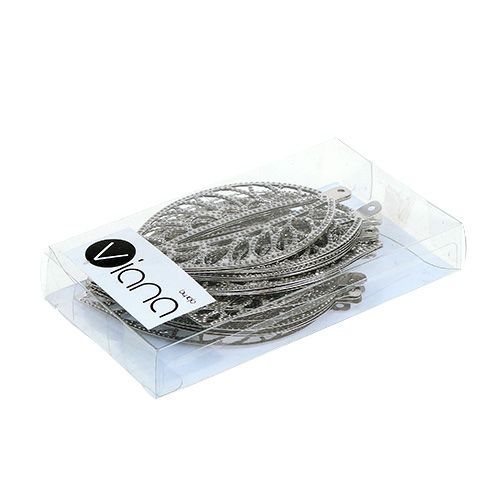 Floristik24 Metallblatt zum Hängen Silber 4cm x 7cm 24St