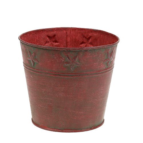 Metalleimer Rot mit Sternen Ø15cm H13cm | Floristik24.ch