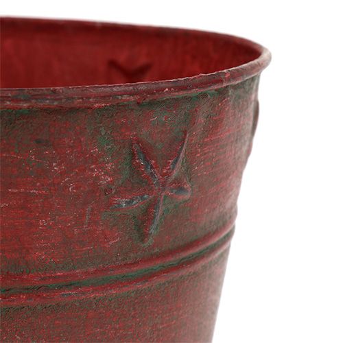 Metalleimer Rot mit Sternen Ø15cm H13cm | Floristik24.ch