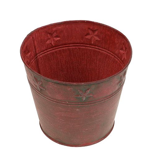 Metalleimer Rot mit Sternen Ø15cm H13cm | Floristik24.ch