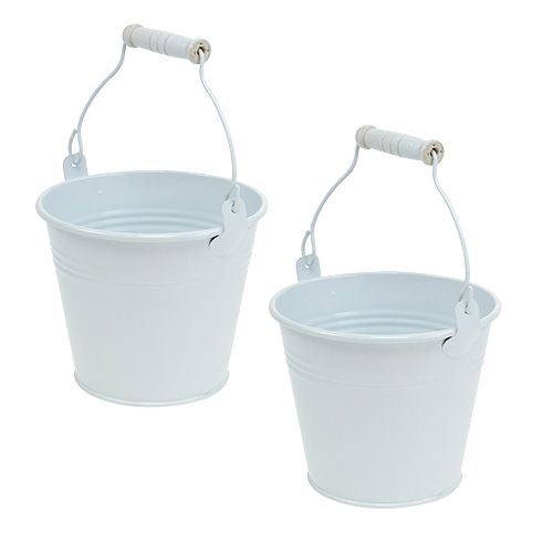 Metalleimer Weiß Ø10cm H8cm 10St | Floristik24.ch