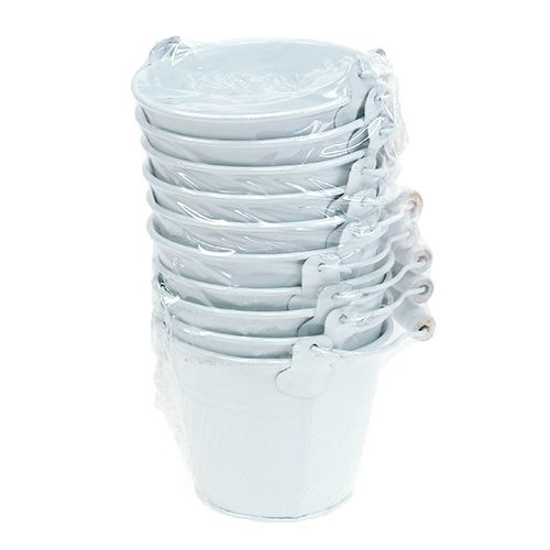 Metalleimer Weiß Ø10cm H8cm 10St | Floristik24.ch