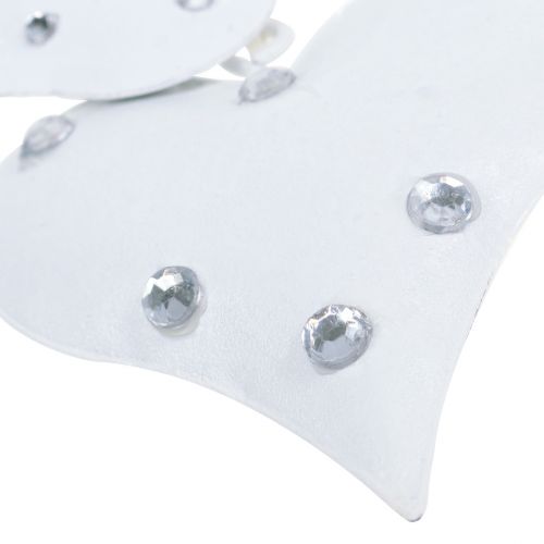 Floristik24 Metallhänger Vogelnest mit Herzen Weiß 18cm 3St