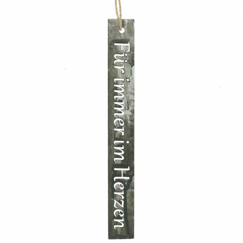 Grabschmuck Metallhänger Weiß gewaschen „Für immer im Herzen“ 25×3cm 6St