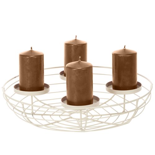Runder Adventskranz aus Metall für vier Kerzen oder Teelichter, 35 cm, Grau | Floristik24.ch