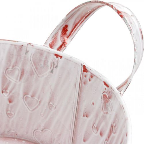 Floristik24 Pflanzschale, Valentinstag, Metallgefäß mit Herzdekor, Pflanztopf Ø23cm