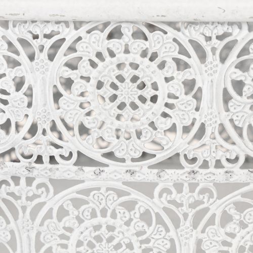 Weisse Metallschalen mit Spitzenmuster, rechteckig, Dekogefässe 3er-Set, 27/23/19 cm, für Innenbereich | Floristik24.ch
