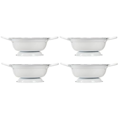 Artikel Metallschüssel Deko Weiß Schwarz Ø16,5cm H6,5cm 4St