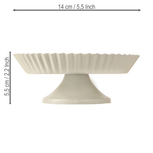 Floristik24 Metallteller Grau Dekoteller mit Fuß Metall Teller Ø14cm 2 St