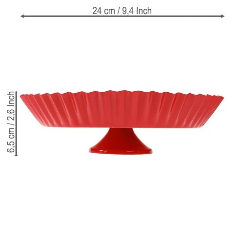 Metallteller Retro Dekoteller mit Fuß Rot Metall Ø24cm 2St | Floristik24.ch