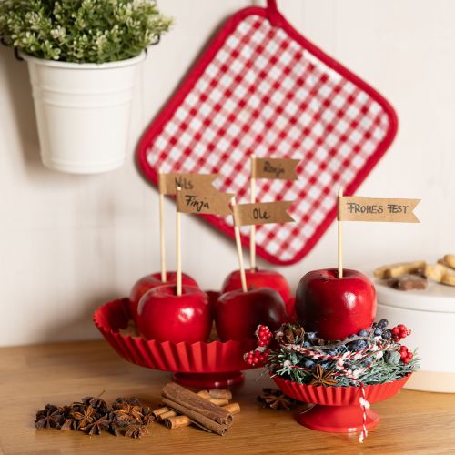 Floristik24 Metallteller Retro Dekoteller mit Fuß Rot Metall Ø24cm 2St